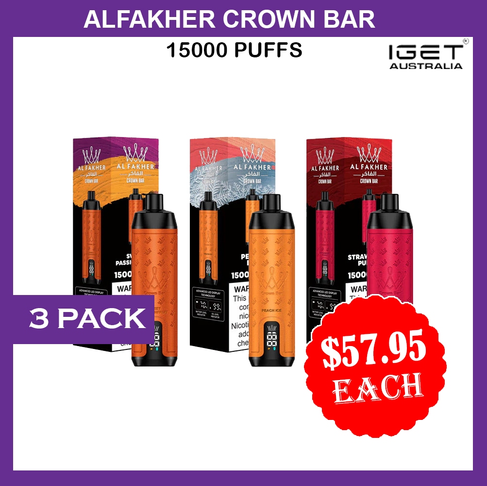 ALFAKHER CROWN BAR - 15000 PUFFS - 3 PACK — image 1
